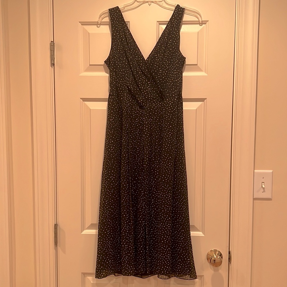 Black / tan polka dot knee length dress